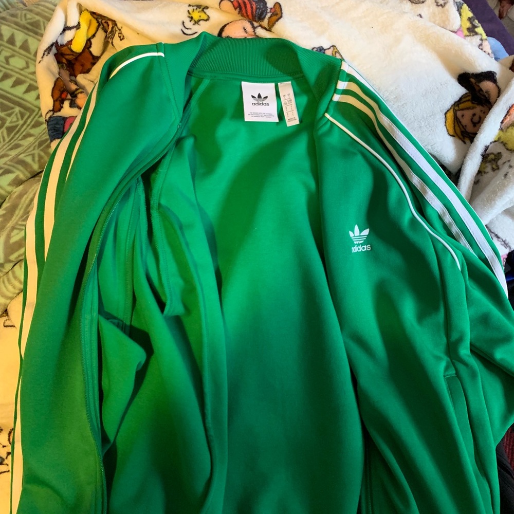 green adidas zip up
